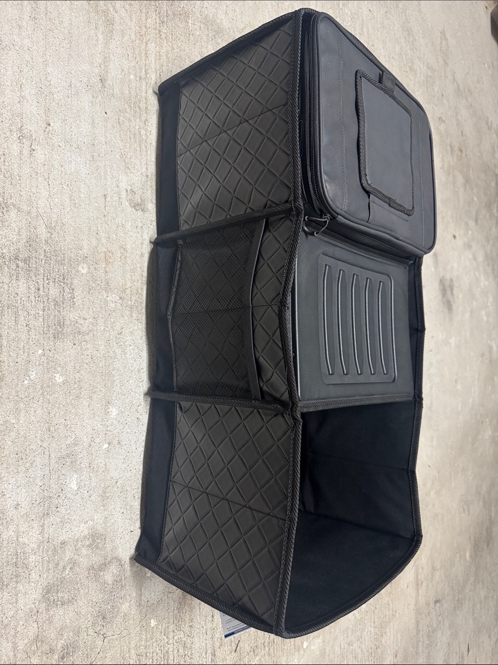 Black Foldable Trunk Organizer with Multiple Compartments
